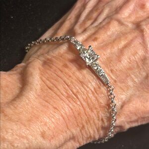 Silver-Tone Cubic Zirconia Bar Bracelet